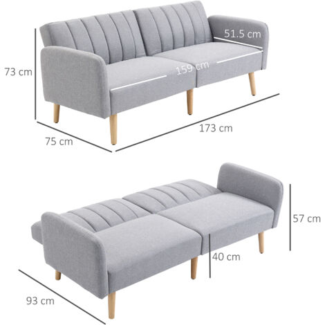 HOMCOM 3 Seater Sofa Bed w/ Adjustable Backrest for Living Room, Guest Room