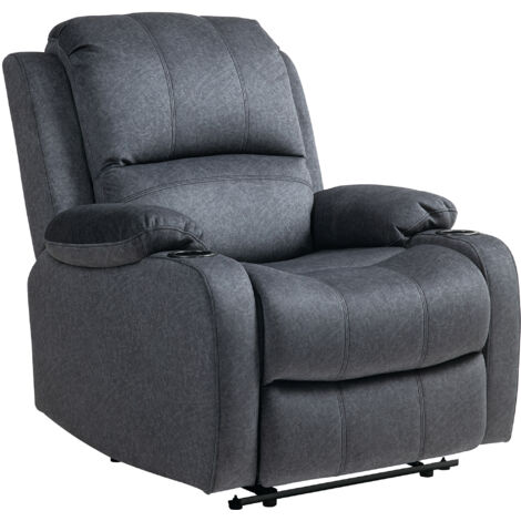 HOMCOM Recliner Armchair for Living Room, Recliner Chair with Cup Holder Black (1/5)