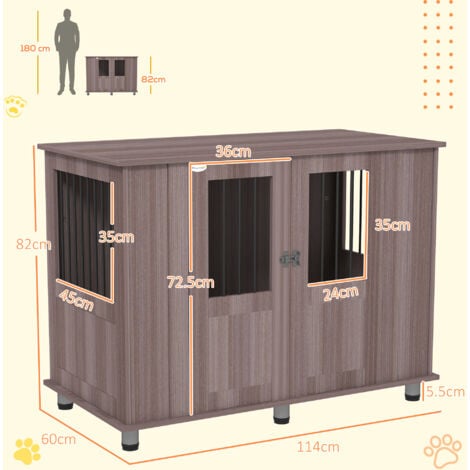 PawHut Dog Crate Kennel Cage for Extra Large Dog, Indoor End Table, Purple