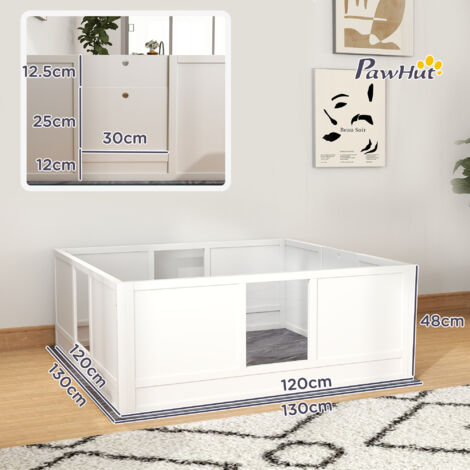 PawHut Dog Whelping Box with Whelping Pad, Adjustable Entrance, 124 x 120cm
