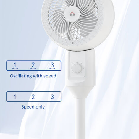 HOMCOM 9 Inch Air Circulator Fan 70 Degree Oscillation Carry Handle White