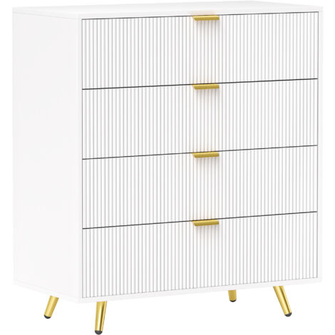 HOMCOM Chest of Drawers with 4 Drawers for Bedroom, Living Room, White