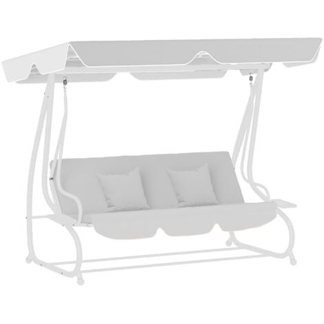 Outsunny Waterproof Garden Swing Canopy Replacement 3 Seater, Light Grey