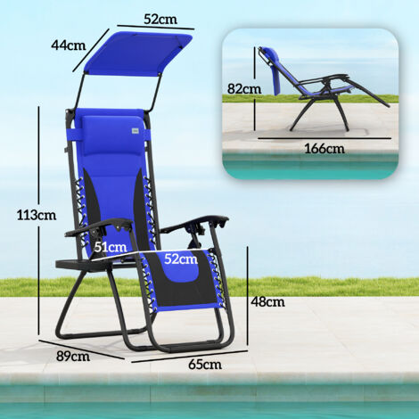 Outsunny 2 Pcs Zero Gravity Lounger Chair, Folding Reclining Chair, Blue
