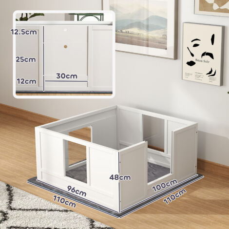 PawHut Dog Whelping Box with Whelping Pad, Adjustable Entrance, 100 x 96cm