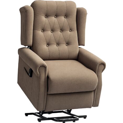HOMCOM Power Lift Recliner Armchair with Wingback, Button Tufted, Brown (1/5)