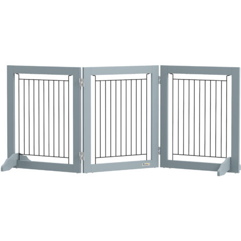 PawHut Foldable Wooden Pet Gate w/ 3 Panels 2 Support Feet for Small Dogs