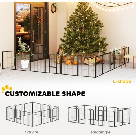 PawHut Dog Pen, 12-Panel Puppy Pen for Small Dogs, 60cm High