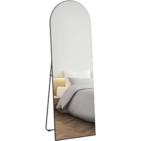 HOMCOM Floor Mirror Wall Mount Leaning Standing Mirror 50 x 150cm Black