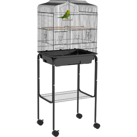 PawHut Bird Cage for Budgie Finch Canary Parakeet W/ Stand Tray Black
