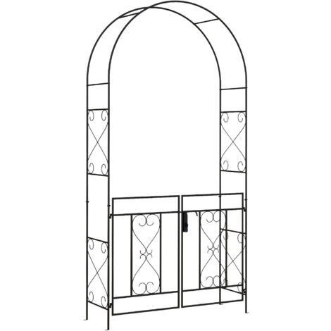 Outsunny Metal Garden Arch with Double Gate, Garden Arbor Climbing Plants