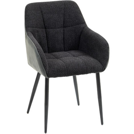 HOMCOM Accent Chair w/ Foot Pads and Chenille Fabric Arm Chair, Black