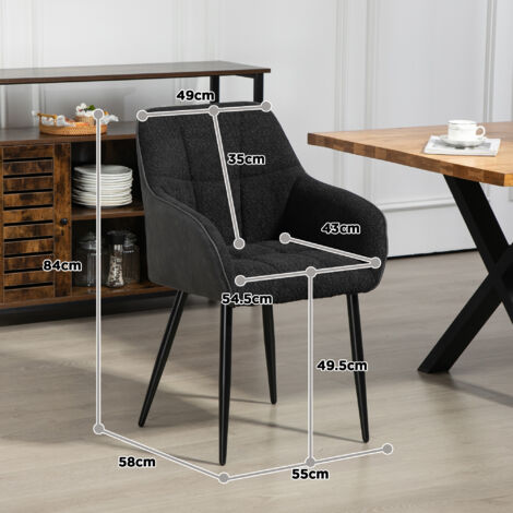 HOMCOM Accent Chair w/ Foot Pads and Chenille Fabric Arm Chair, Black