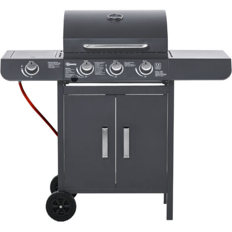 Outsunny Gas Barbecue Grill 3+1 Burner Garden BBQ w/ Large Cooking Area