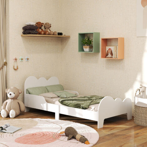 AIYAPLAY Cloud-Themed Toddler Bed with Safety Rails, 143.5 x 74.5 x 56cm (1/5)