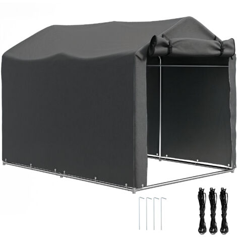 Outsunny Garden Tool Storage Shed with Roll-up Zipper Door, Dark Grey
