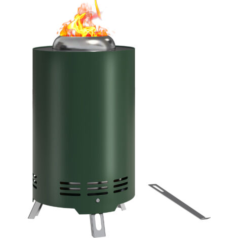 Outsunny Stainless Steel Smokeless Wood Burning Firepit Garden Fire Pit