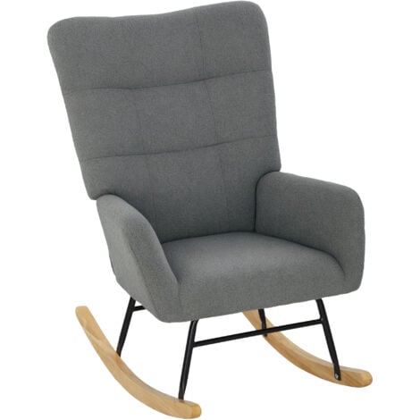 HOMCOM Rocking Chair, Modern Armchair with Backrest for Bedroom, Grey