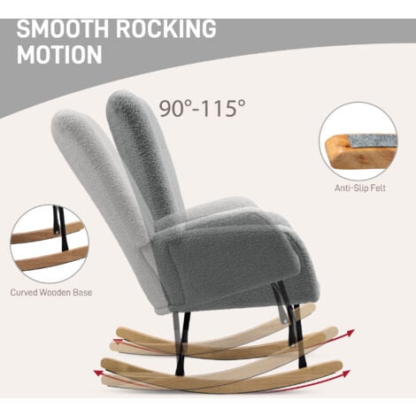 HOMCOM Rocking Chair, Modern Armchair with Backrest for Bedroom, Grey