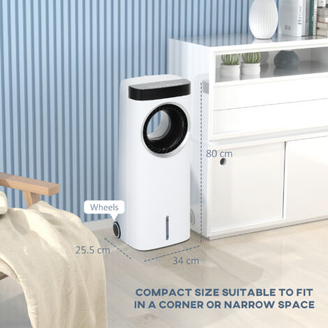 HOMCOM Bladeless Evaporative Air Cooler, 6.5L Fan, Humidifier & Air Clean