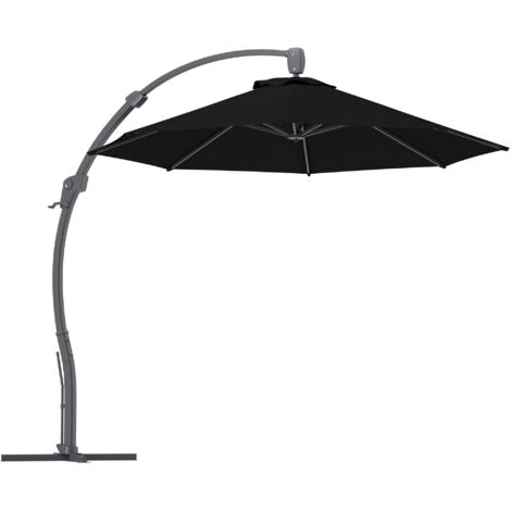Outsunny 3(m) Garden Cantilever Parasol with Crank Aluminium Frame Black (1/5)