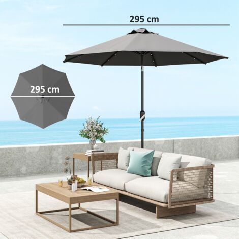 Outsunny UPF 50+ Replacement Parasol Canopy Parasol Cover Replacement, Grey