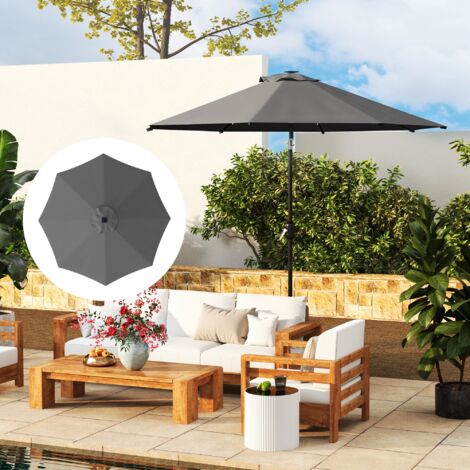 Outsunny UPF 50+ Replacement Parasol Canopy Parasol Cover Replacement, Grey