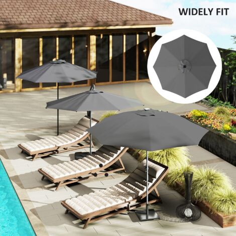 Outsunny UPF 50+ Replacement Parasol Canopy Parasol Cover Replacement, Grey