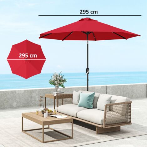Outsunny UPF 50+ Replacement Parasol Canopy Parasol Cover Replacement, Red