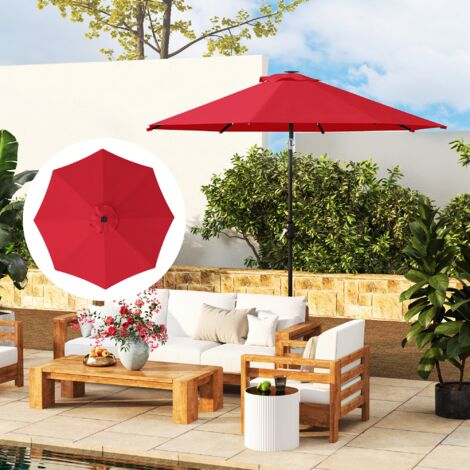 Outsunny UPF 50+ Replacement Parasol Canopy Parasol Cover Replacement, Red