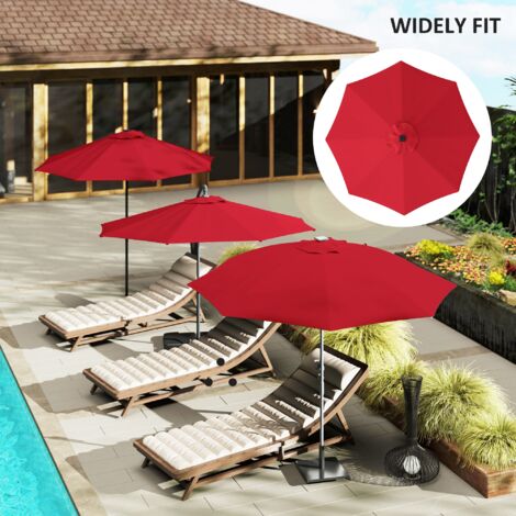 Outsunny UPF 50+ Replacement Parasol Canopy Parasol Cover Replacement, Red