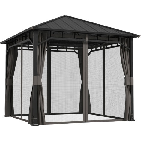 Outsunny 3 x 3(m) Hardtop Gazebo with Galvanised Steel Roof and Sides (1/5)