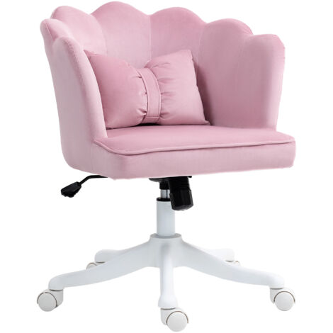 HOMCOM Armless Desk Chair Home Office Chair w/ Wide Seat Tilt Function Pink (1/5)