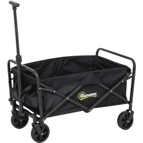 Outsunny 62L Festival Trolley, 120kg Heavy Duty Folding Trolley Cart, Black