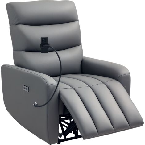HOMCOM Electric Recliner Chair with Phone Holder, USB Charge Port, Grey