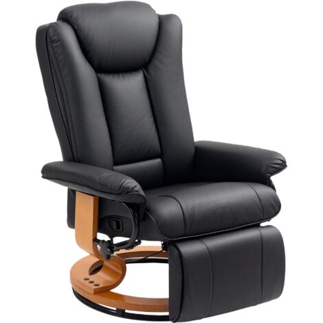 HOMCOM PU Leather Reclining Armchair with Footrest for Living Room, Black