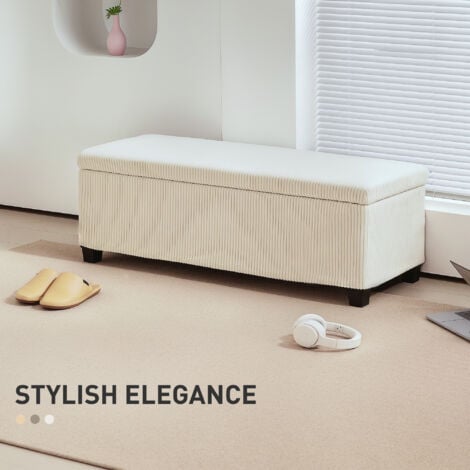 HOMCOM Storage Ottoman with Lid, 112cm Bench Chest Box, Beige