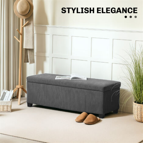 HOMCOM Storage Ottoman with Lid, 112cm Bench Chest Box, Grey