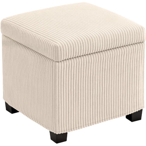 HOMCOM 40 cm Ottoman Storage Box with Removable Lid, Foot Rest, Beige