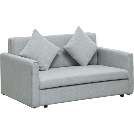 HOMCOM Convertible 2 Seater Sofa Bed with 2 Cushions Storage for Living ...