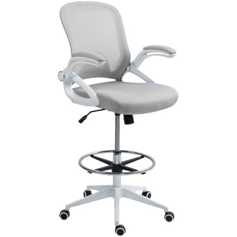Vinsetto Office Stool, 360 Degree Swivel Height Adjustable Chair, Light Grey (1/5)
