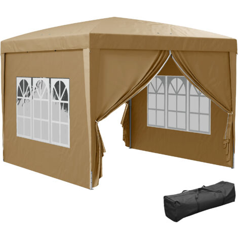 Outsunny 3mx3m Pop Up Gazebo Party Tent Canopy Marquee with Storage Bag Khaki