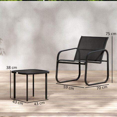 Outsunny Garden Bistro Set, Metal Garden Furniture Set with Mesh Chairs