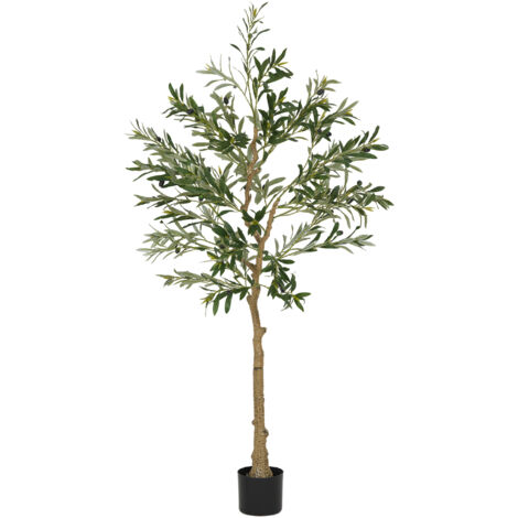 HOMCOM Indoor Artificial Plant, Faux Potted Silk Olive Tree, 150cm (1/5)