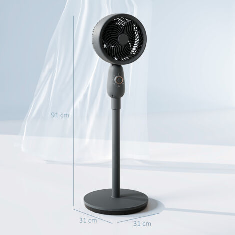 HOMCOM Pedestal Fan for Bedroom, Powerful Air Circulator with 3 Speed, Grey