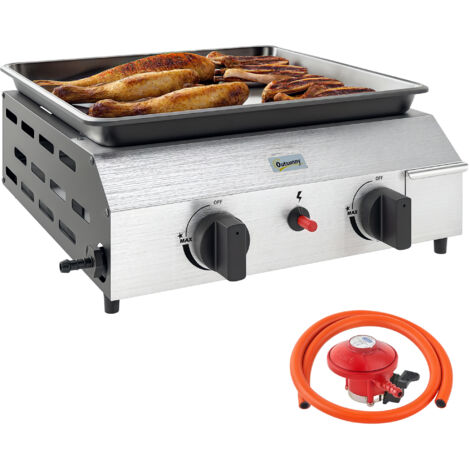 Outsunny Gas Barbecue Grill with Non-Stick Griddle for Camping, Silver Tone (1/5)