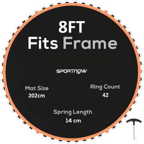 SPORTNOW Trampoline Mat with 42 V-Hooks, for 8ft Trampoline, Orange (1/5)