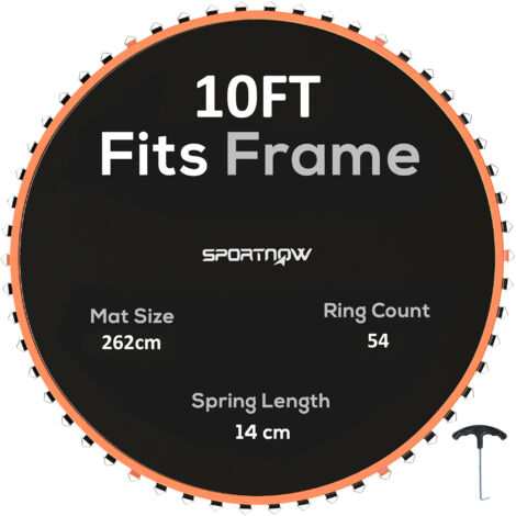 SPORTNOW Trampoline Mat with 54 V-Hooks, for 10ft Trampoline, Orange (1/5)