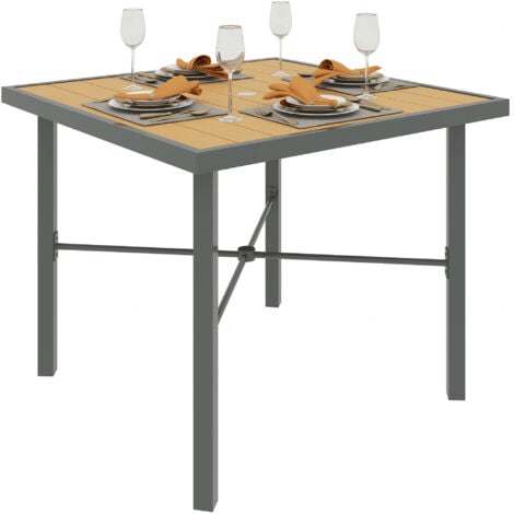 Outsunny 90cm Square Outdoor Patio Garden Dining Table with Umbrella Hole