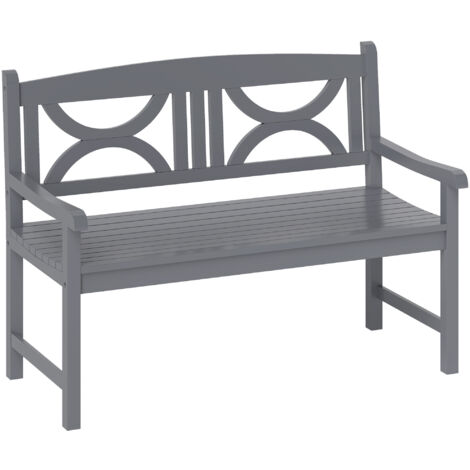 Outsunny 2-Seater Wooden Garden Bench Outdoor Patio Loveseat Grey (1/5)